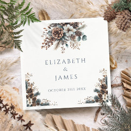 Servilleta De Papel Elegante Boda Rústico de Pinecones Florales Forest