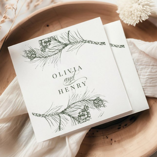 Servilleta De Papel Elegante Boda Rústico de Sucursal de Pino Woodland (Subido por el creador)