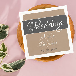 Servilleta De Papel Elegante Boda sencillo de escritura gris beige