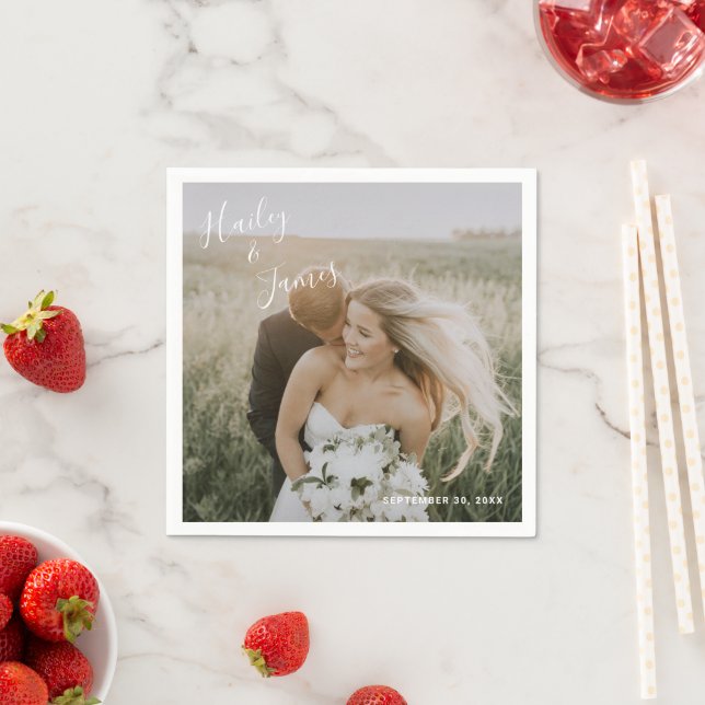 Servilleta De Papel Elegante Boda simple foto moderna (In situ)