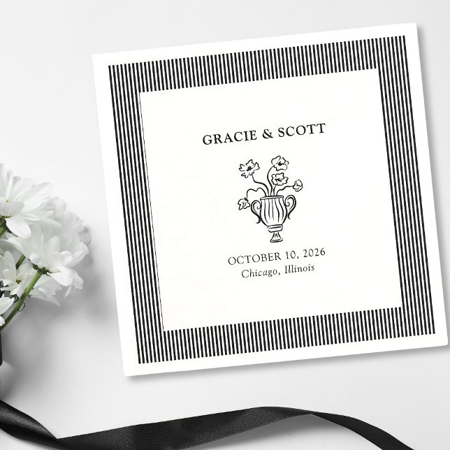 Servilleta De Papel Elegante Boda sofisticado blanco y negro (Subido por el creador)