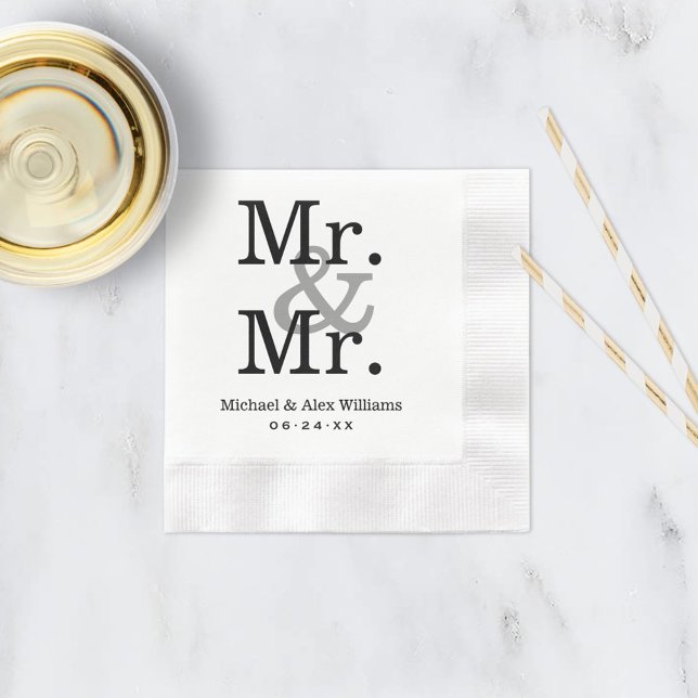 Servilleta De Papel Elegante Boda Sr y Sr Gris Negro (Subido por el creador)