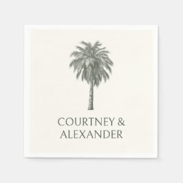 Servilleta De Papel Elegante Boda tropical de palmeras de época