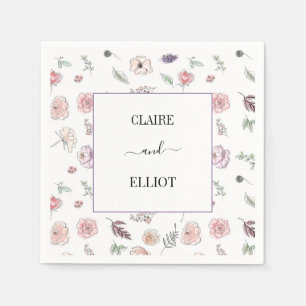 Servilleta De Papel Elegante Boda verde botánico moderno y plano