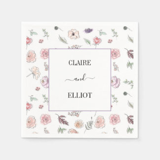 Servilleta De Papel Elegante Boda verde botánico moderno y plano