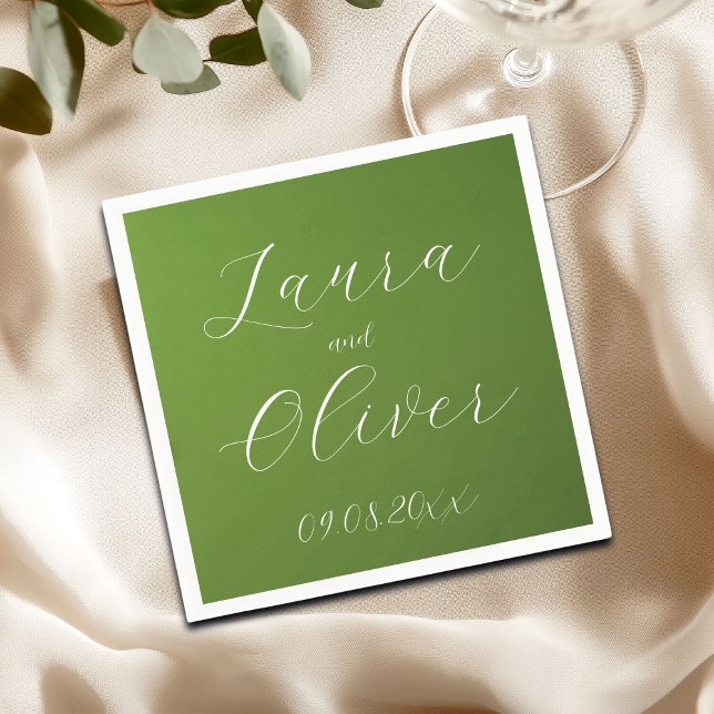Servilleta De Papel Elegante Boda Verde Musgo (Subido por el creador)