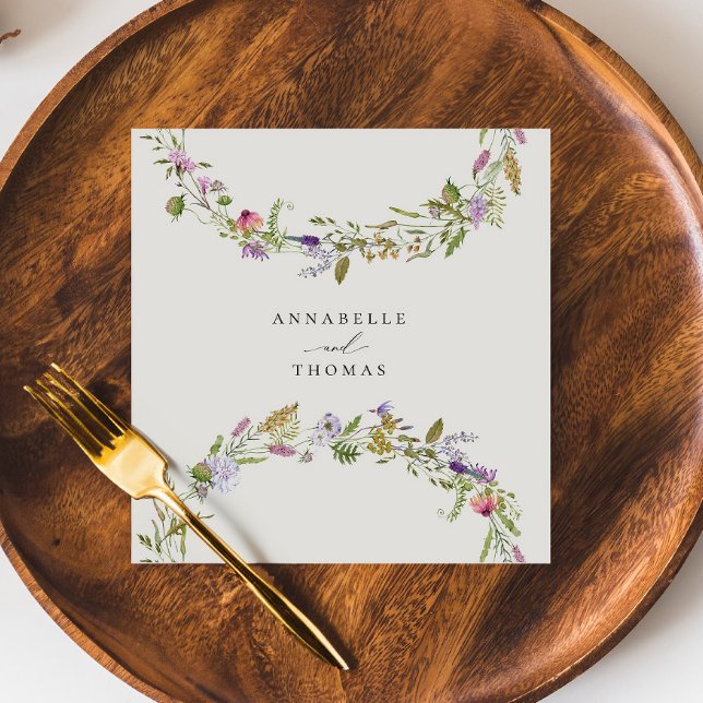 Servilleta De Papel Elegante Boda Wreath Garden Wildflower (Subido por el creador)