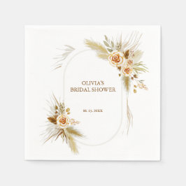 Servilleta De Papel Elegante bohemio de hierba de pampas para despedid
