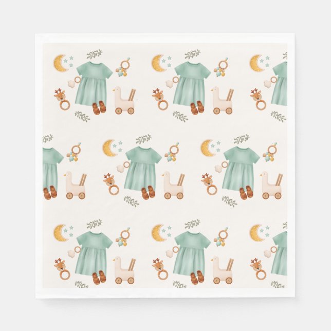 Servilleta De Papel Elegante Boho Baby Clothes Baby Shower (Anverso)