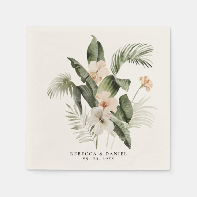 Servilleta De Papel Elegante Boho Floral Verdor (Anverso)