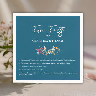 Servilleta De Papel Elegante Boho Wildflowers Blue Fun Facts Boda