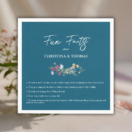 Servilleta De Papel Elegante Boho Wildflowers Blue Fun Facts Boda