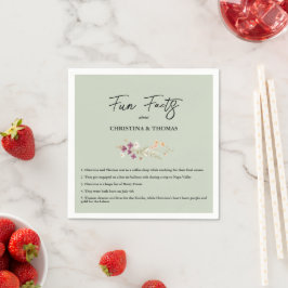 Servilleta De Papel Elegante Boho Wildflowers Sage Fun Facts Boda