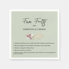 Servilleta De Papel Elegante Boho Wildflowers Sage Fun Facts Boda