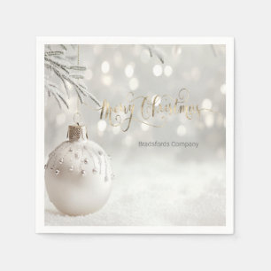 Servilleta De Papel Elegante bola de Navidad con Bokeh blanco
