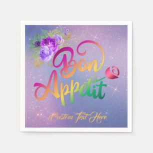Servilleta De Papel Elegante Bon Appetit Cita Floral Personalizada