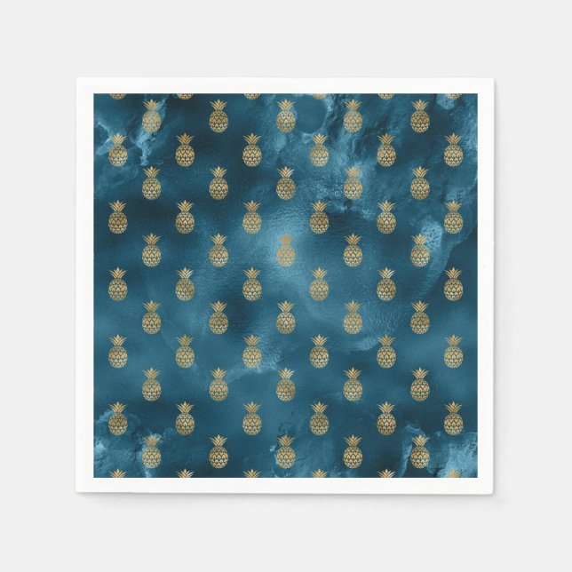Servilleta De Papel Elegante Bonito de satén de piña Verde azulada (Anverso)