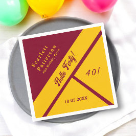 Servilleta De Papel Elegante Borgoña Y Dorado Lujo 40 cumpleaños