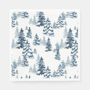 Servilleta De Papel Elegante bosque de abetos nevado de Navidad en inv
