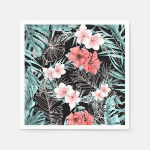 Servilleta De Papel Elegante Botánico Tropical Rosa Dorado Luau de la 
