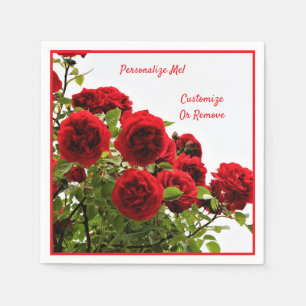 Servilleta De Papel Elegante Bouquet Rojo Romántico Personalizado