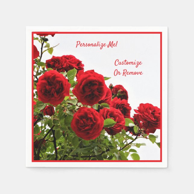 Servilleta De Papel Elegante Bouquet Rojo Romántico Personalizado (Anverso)