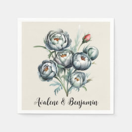 Servilleta De Papel Elegante Bouquet verde y gris