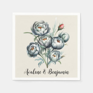 Servilleta De Papel Elegante Bouquet verde y gris