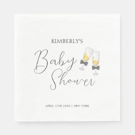 Servilleta De Papel Elegante Bow Champagne Sip y Ver Baby Shower