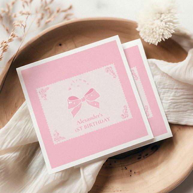 Servilleta De Papel Elegante Bow Floral Fancy ONE Chica Primer cumplea (Subido por el creador)