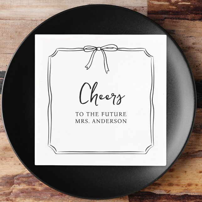 Servilleta De Papel Elegante Bow Personalizado Chepers Bridal Shower (Subido por el creador)