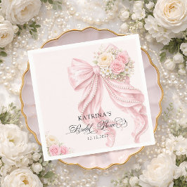Servilleta De Papel Elegante Bridal de Rosa Desvanecido con Lazo