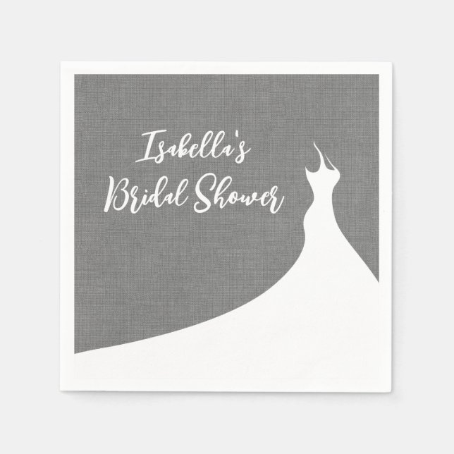 Servilleta De Papel Elegante Bridal Shower Napkin lino gris (Anverso)