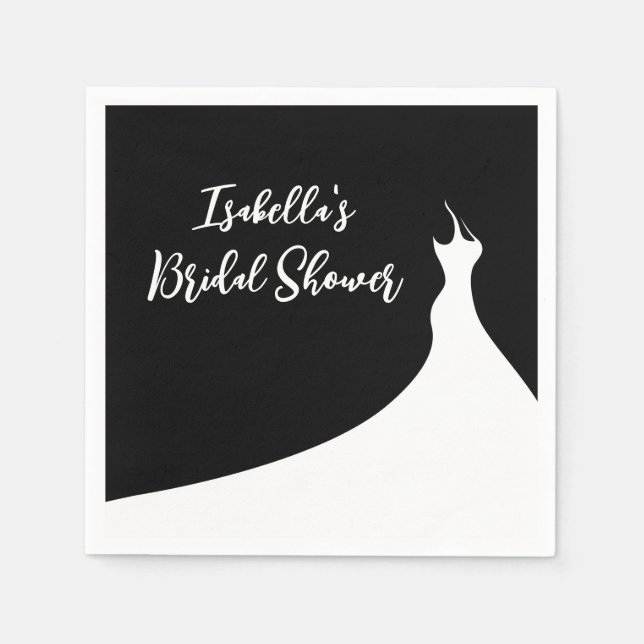 Servilleta De Papel Elegante Bridal Shower Napkin negro (Anverso)