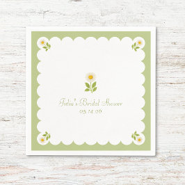 Servilleta De Papel Elegante Bridal Shower Sage Green Daisy Cute