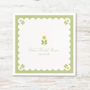 Servilleta De Papel Elegante Bridal Shower Sage Green Daisy Cute