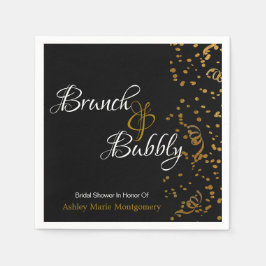 Servilleta De Papel Elegante Brunch Bubbly Bridal Shower Gold Confetti