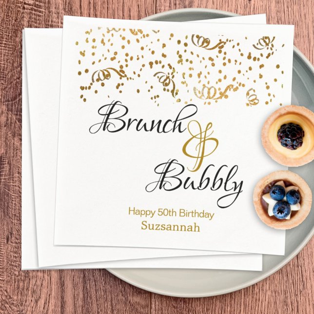 Servilleta De Papel Elegante Brunch Bubbly Gold Confetti Personalizado (Subido por el creador)