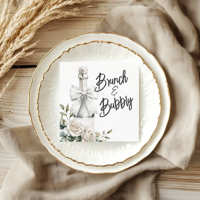 Servilleta De Papel Elegante brunch floral blanco y Pegatinas burbujea (Subido por el creador)