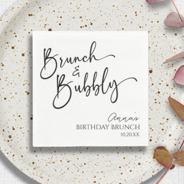 Servilleta De Papel Elegante Brunch y Fiesta de brunch de cumpleaños (Subido por el creador)