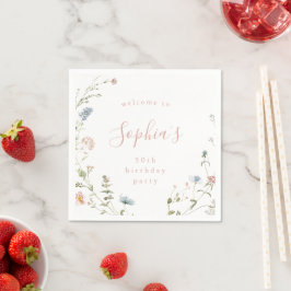 Servilleta De Papel Elegante Buitre Rosado Rustic Boho Cumpleaños