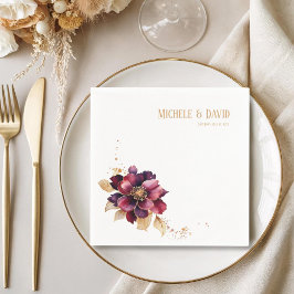 Servilleta De Papel Elegante burdeos de oro negro fecha blanco