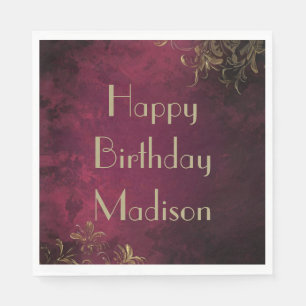 Servilleta De Papel Elegante Burgundy & Faux Gold