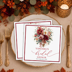 Servilleta De Papel Elegante Burgundy Gold Floral otoño despedida de s
