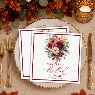 Servilleta De Papel Elegante Burgundy oro floral profundo rojo desayun