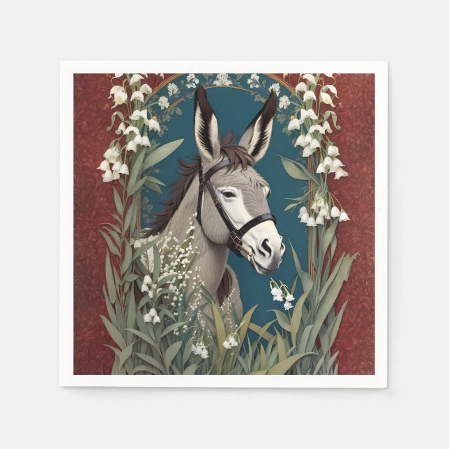 Servilleta De Papel Elegante burro y Lily de las Flores del Valle (Anverso)