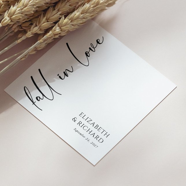 Servilleta De Papel Elegante caída en amor Script Bodas Napkins (Elegant Black & White Fall in Love Wedding Napkins Personalized
)