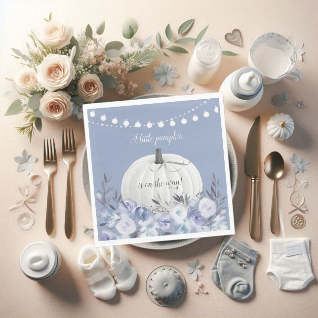 Servilleta De Papel Elegante calabaza Baby Shower Dusty Blue (Subido por el creador)