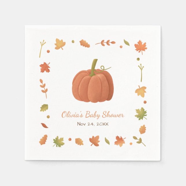 Servilleta De Papel Elegante Calabaza de Otoño Baby Shower Napkins (Anverso)