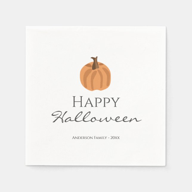 Servilleta De Papel Elegante Calabaza Simple Feliz Halloween (Anverso)